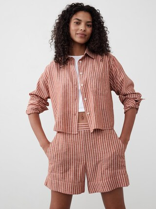 Linen-Blend Cropped Shirt | Banana Republic Factory