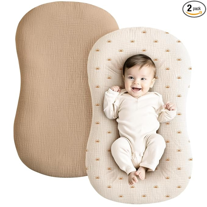 Konssy Muslin Baby Lounger Cover 2 Pack, 100% Cotton Newborn Lounger Cover, Soft and Breathable B... | Amazon (US)