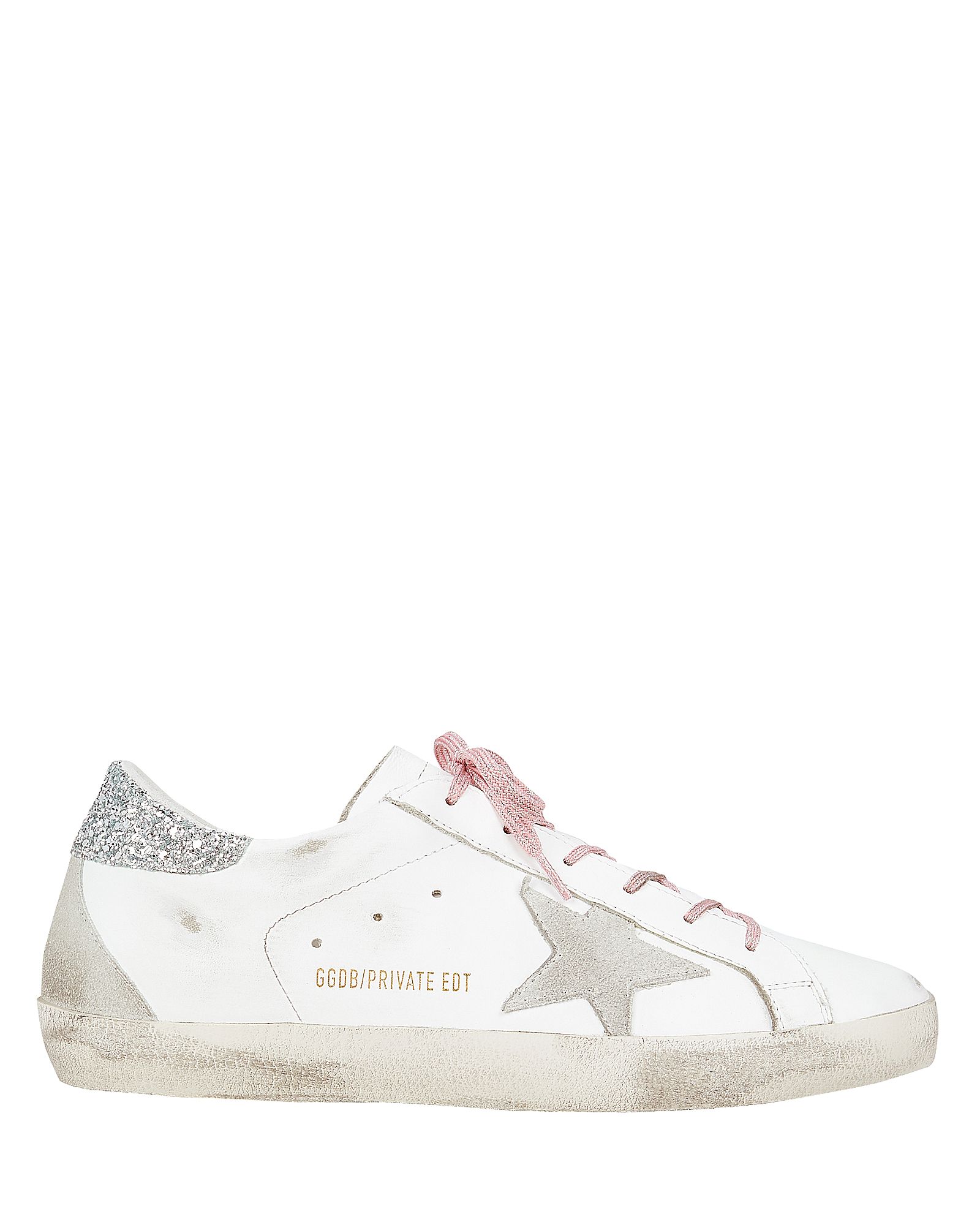 Superstar Pink Glitter Laces Low-Top Sneakers | Intermix