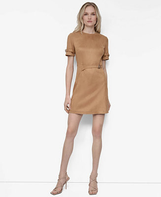 DKNY Women's Short Sleeve Crew Neck Sheath Dress - Macy's | Macy's