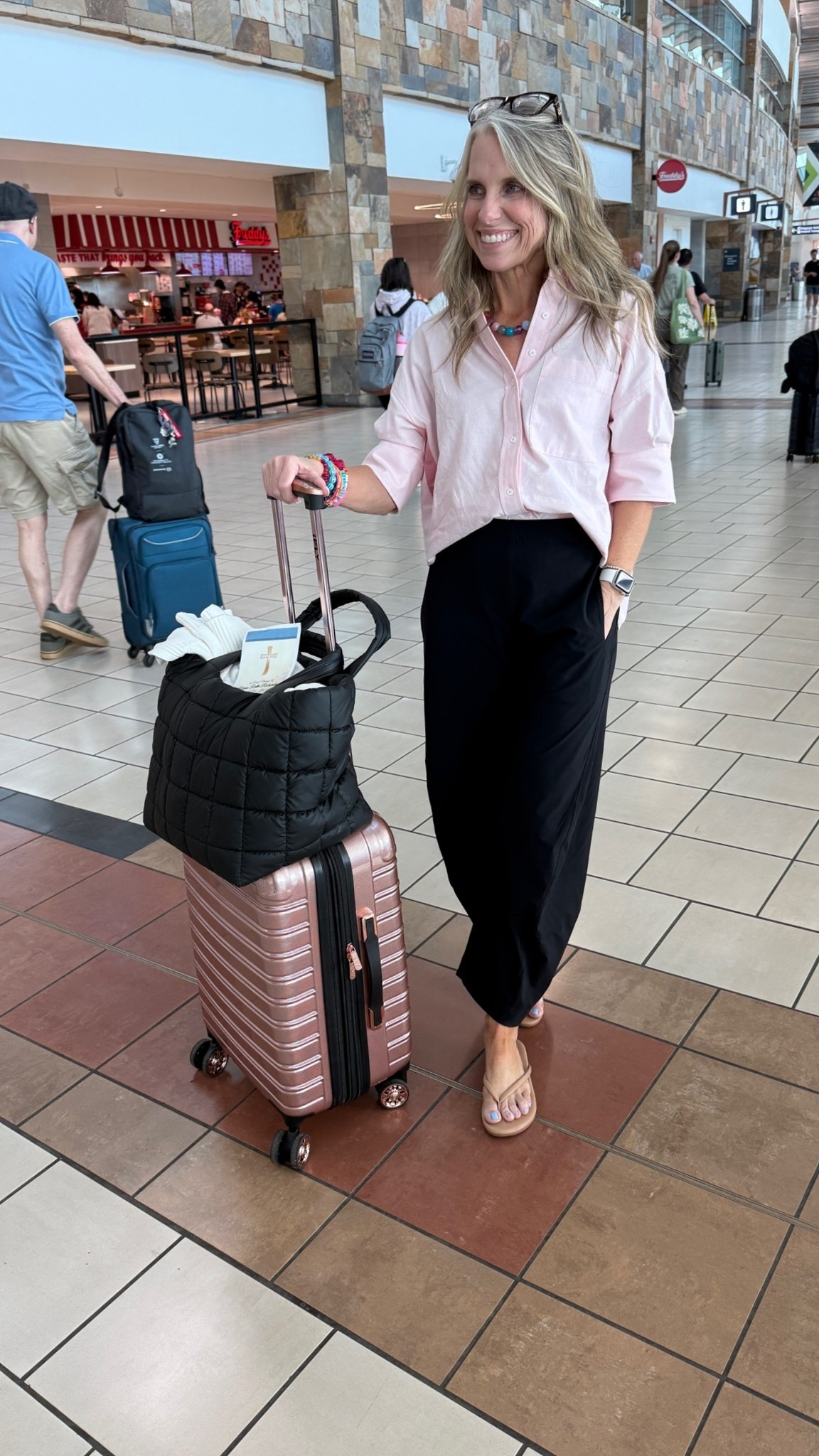 Travel look that’s cute but also super comfy. Size 4 pants/XS top
These Ruti pants are the BEST!!! 
@Ruti Use COAST20 on Allie + Bess

#LTKgrwm #LTKootd #LTKTravel