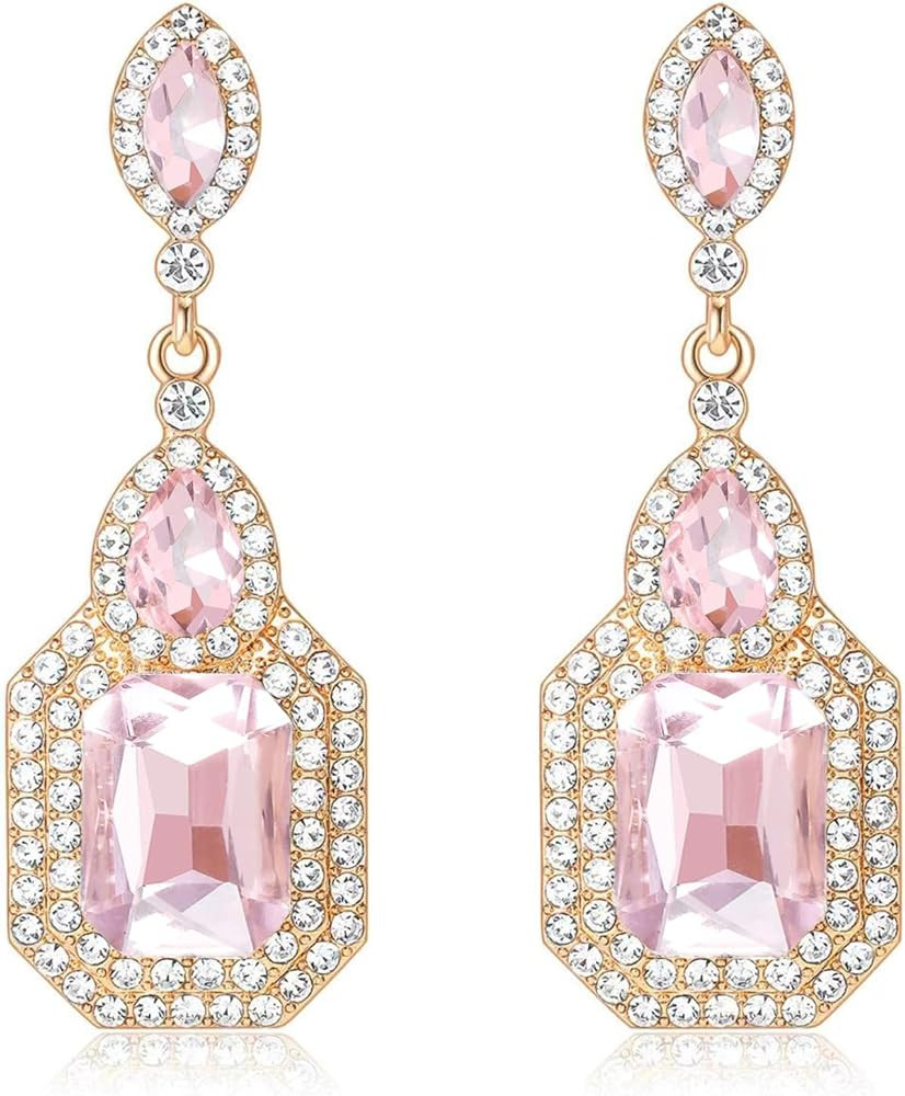 Vintage Rhinestone Dangle Statement Earrings Colorful Long Crystal Dangling Drop Earring for Wome... | Amazon (US)