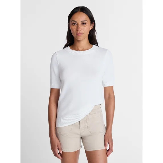 Time and Tru Women's Crewneck Sweater with Short Sleeves, Lightweight, Sizes XS-XXXL | Walmart (US)