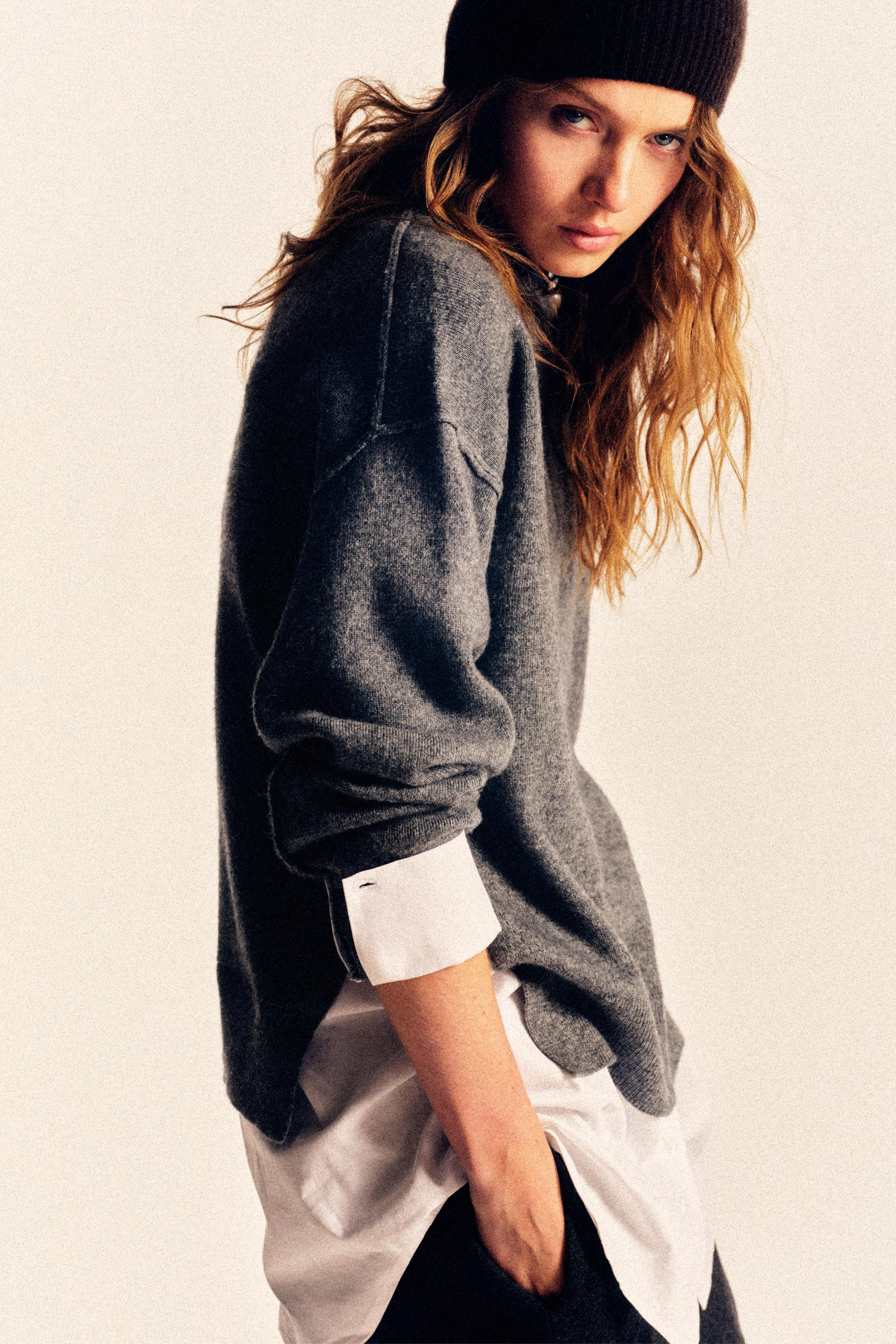 COMBINATION POPLIN KNIT SWEATER | Zara US