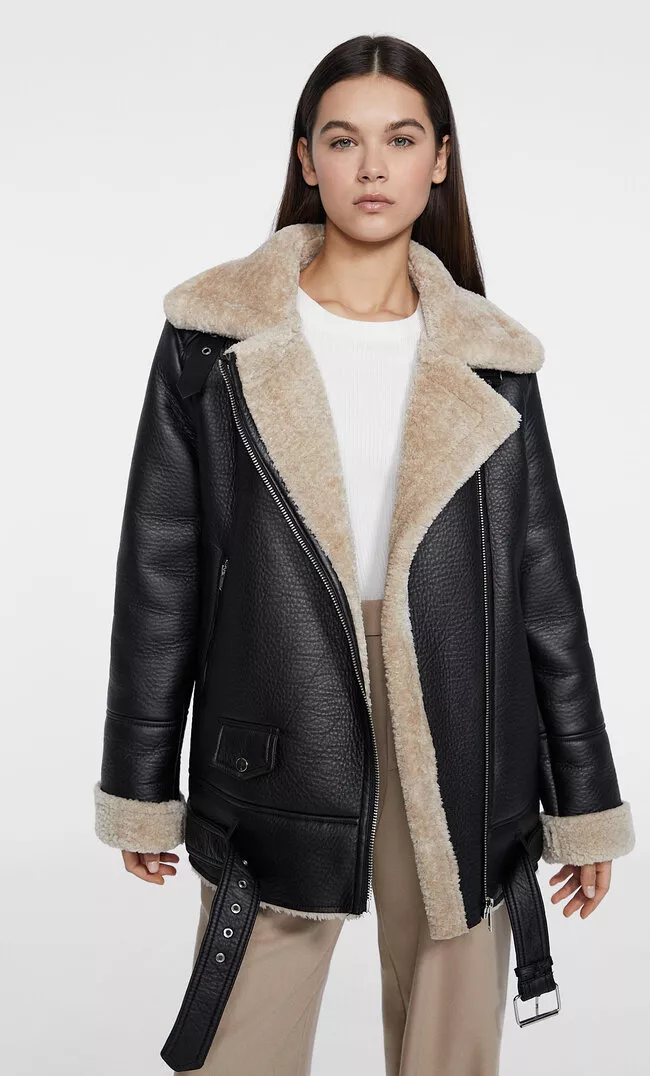 contrast double faced biker jacket