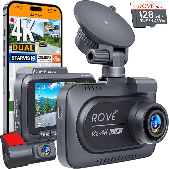 ROVE R2-4K DUAL Dash Cam Front and Rear, STARVIS 2 Sensor, FREE 128GB Card Included, 5G WiFi - up... | Amazon (US)