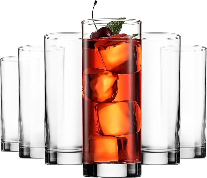 Paksh Novelty Italian Highball Glasses [Set of 6] Clear Heavy Base Tall Bar Glass - Drinking Glas... | Amazon (US)