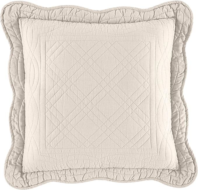 BrylaneHome Florence 16" Square Pillow, Ecru White | Amazon (US)