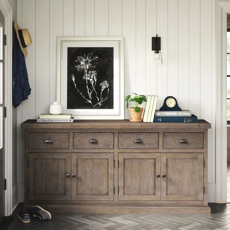 Kinston 74'' Wide 4 Drawer Pine Solid Wood Sideboard | Wayfair North America