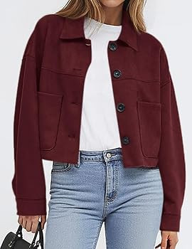 PRETTYGARDEN Women's Faux Suede Shacket Jackets Lightweight Cropped Coats | Amazon (US)