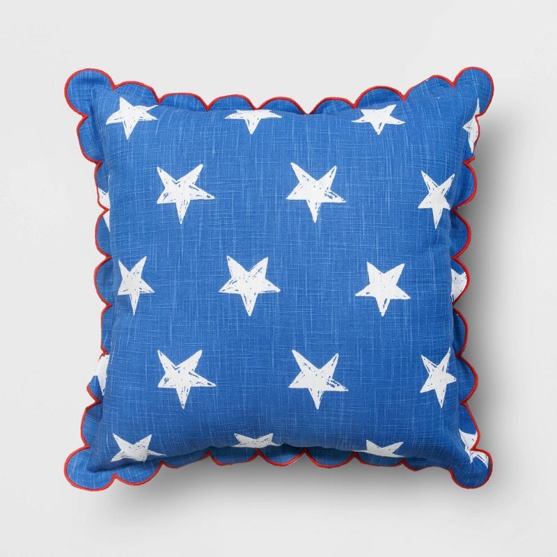 Scalloped Edge Printed Star Square Throw Pillow Blue/White - Sun Squad™ | Target