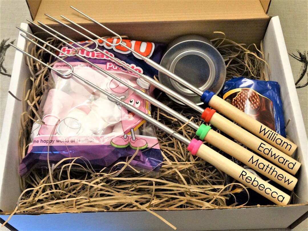 Personalised Marshmallow Roasting S'more Hamper. Engraved - Etsy UK | Etsy (UK)