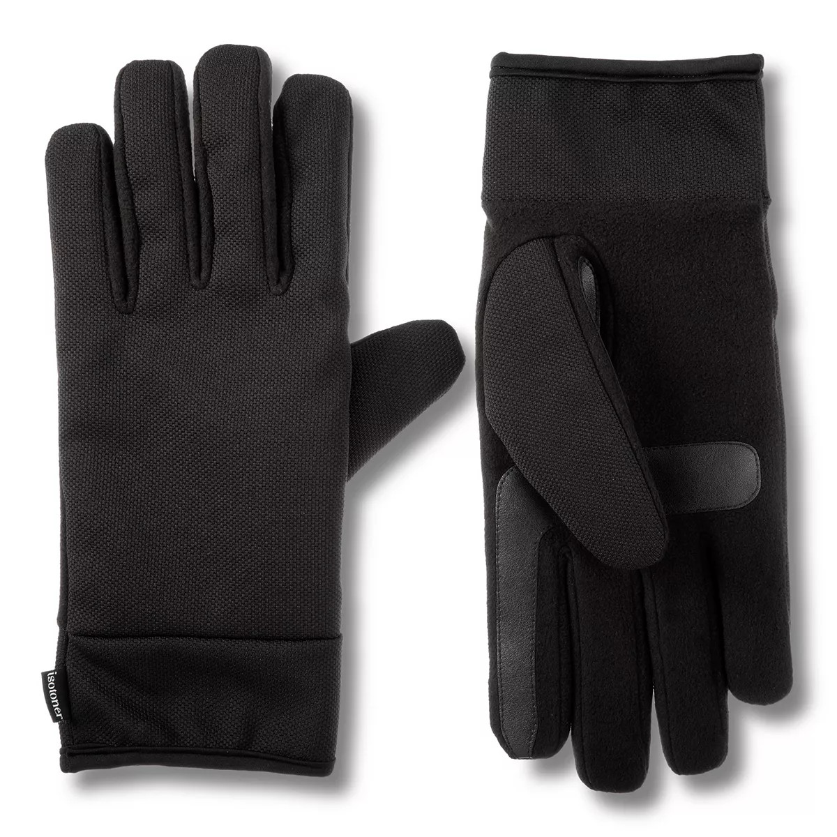 Men's isotoner Lined Water Repellent Stretch Tech Fleece Gloves | Kohl's