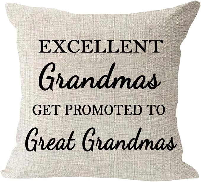 Andreannie Best Grandma Gifts Excellent Grandmas Get Promoted to Great Grandmas Cotton Linen Thro... | Amazon (US)