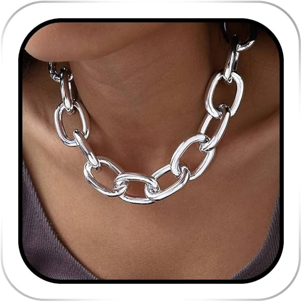 Chunky Choker Necklaces Gold Cuban Link Chain Hiphop Thick Clavicle Statement Necklace Punk Neck ... | Amazon (US)