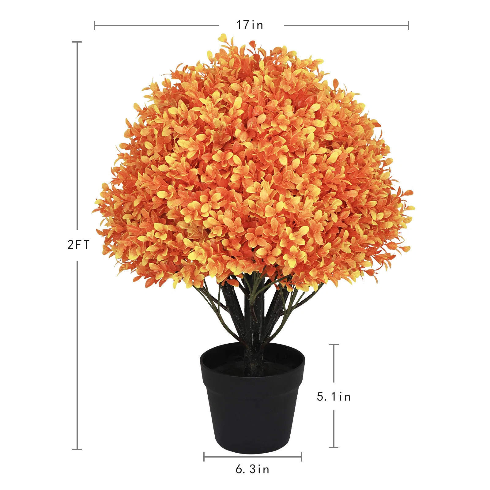 24" Artificial Fall Autumn Outdoor Topiary Ball Tree,Faux Shrubs Uv Resistant For Home Indoor Out... | Wayfair North America