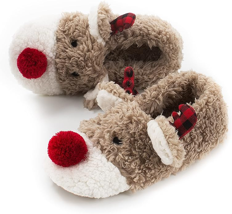 Cute Animal House Slippers, Warm Fuzzy Slipper Socks with Grippers Non Slip, Cozy Funny Gifts | Amazon (US)