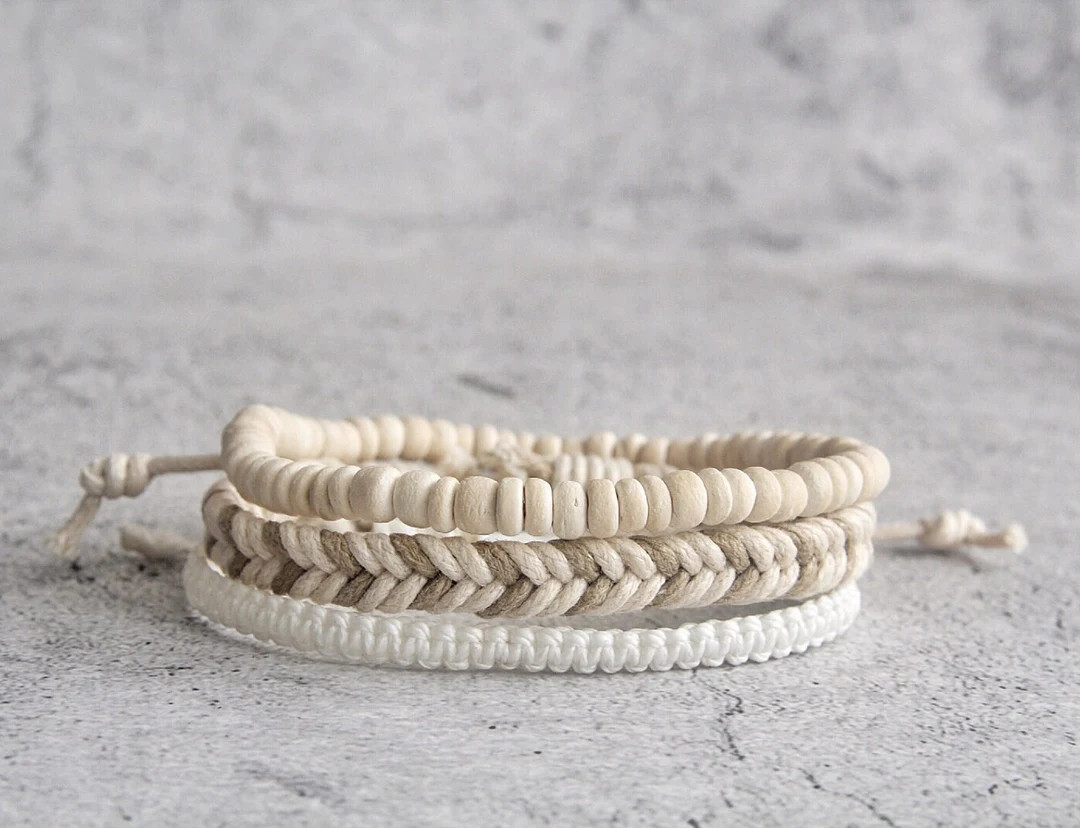 Minimalist Bracelets Sets, Surfer Bracelets for Men and Women, Boho Beaded Bracelet Set, Beach Br... | Etsy (US)