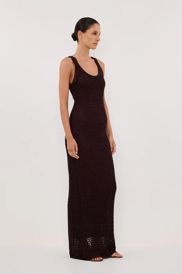 TESS CHOC CROCHET KNIT MAXI DRESS | DISSH