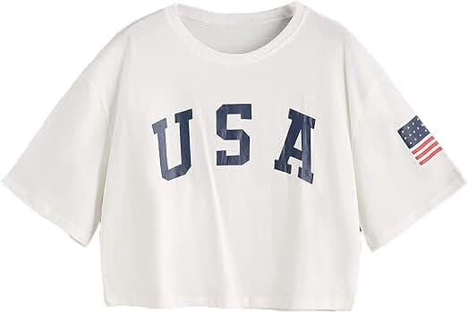 SweatyRocks Women's Letter Print Crop Tops Summer Short Sleeve T-Shirt | Amazon (US)
