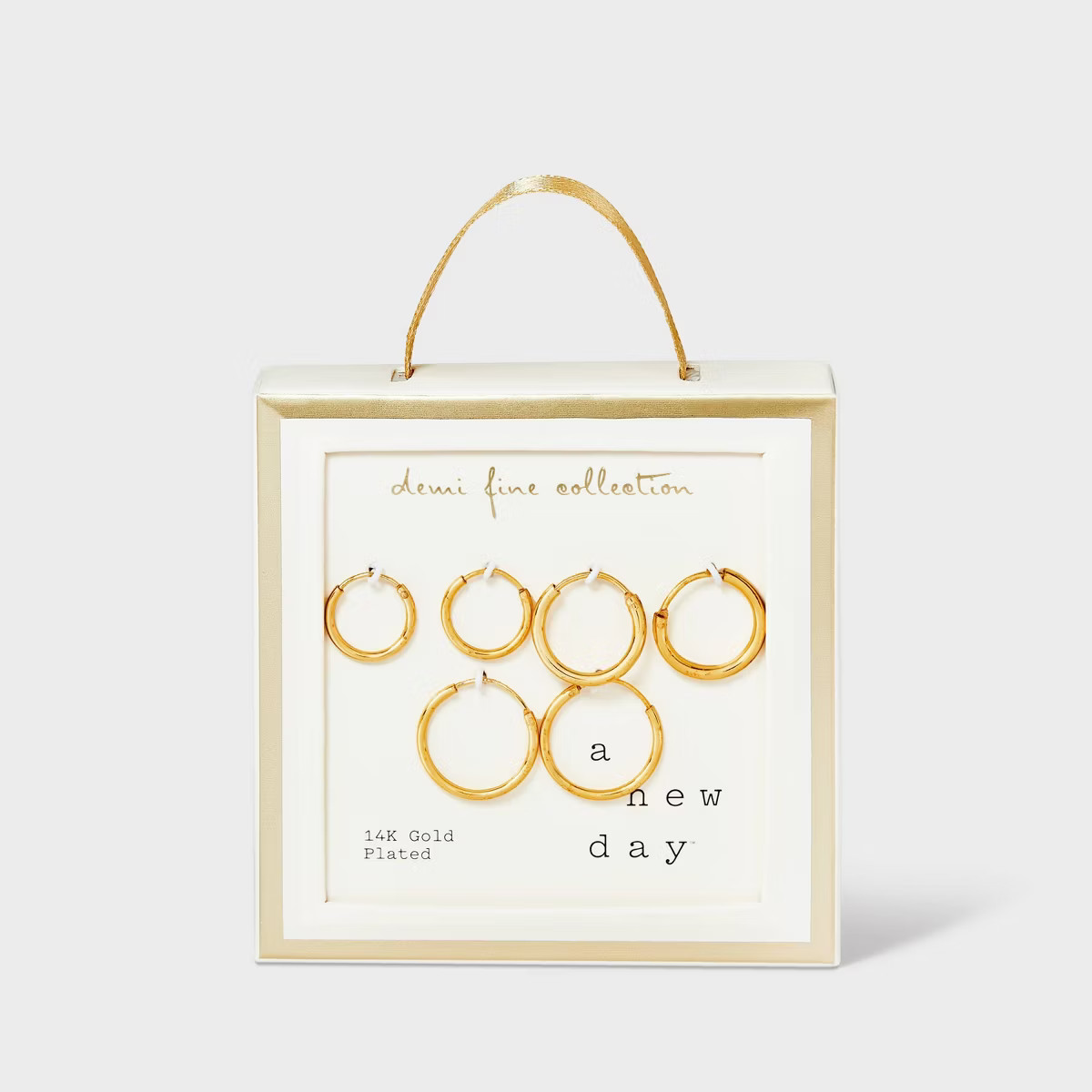 14K Gold Plated Trio Hoop Earring Set 3pc - A New Day™ Gold | Target