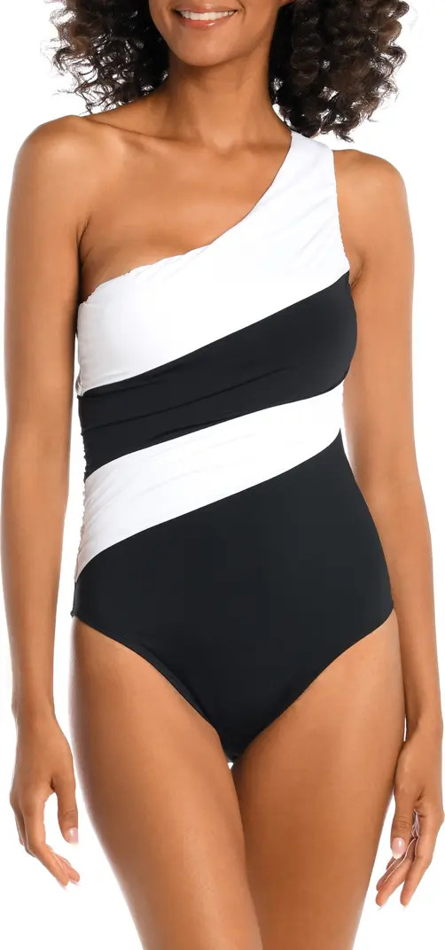Island Goddess Ruched Colorblock One-Shoulder One-Piece Swimsuit | Nordstrom