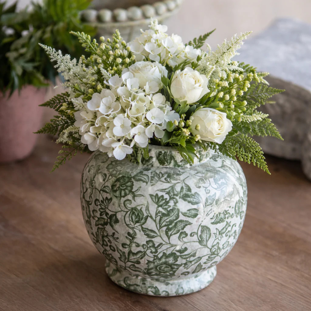 Dark Green Floral Vase 7 | River Chic Designs