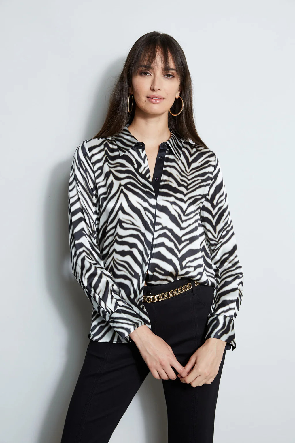 Silk Zebra Button Down Shirt | Elie Tahari