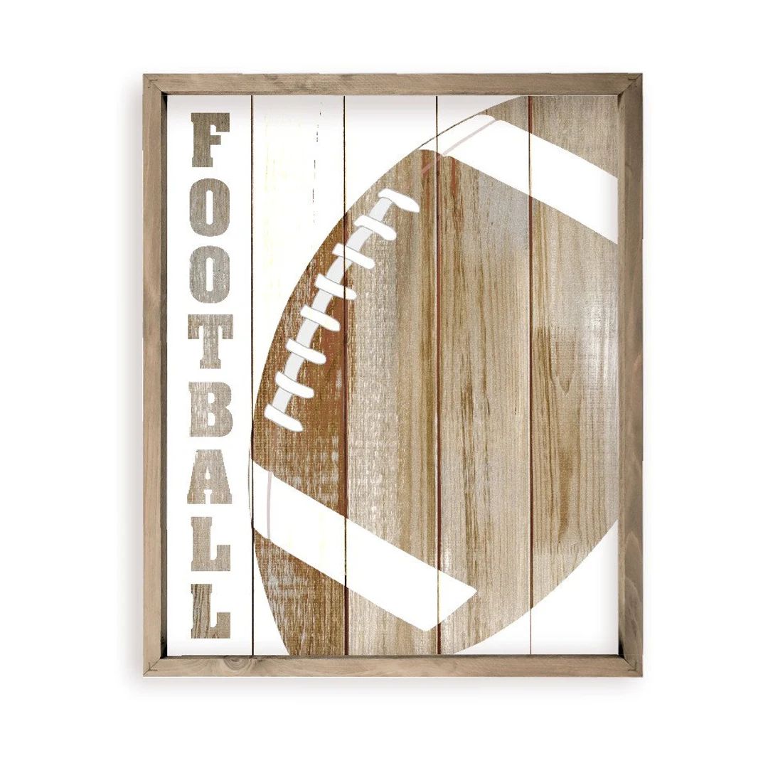 Football Wood Print Farmhouse Style Wood Wall Decor Sign - Etsy | Etsy (US)
