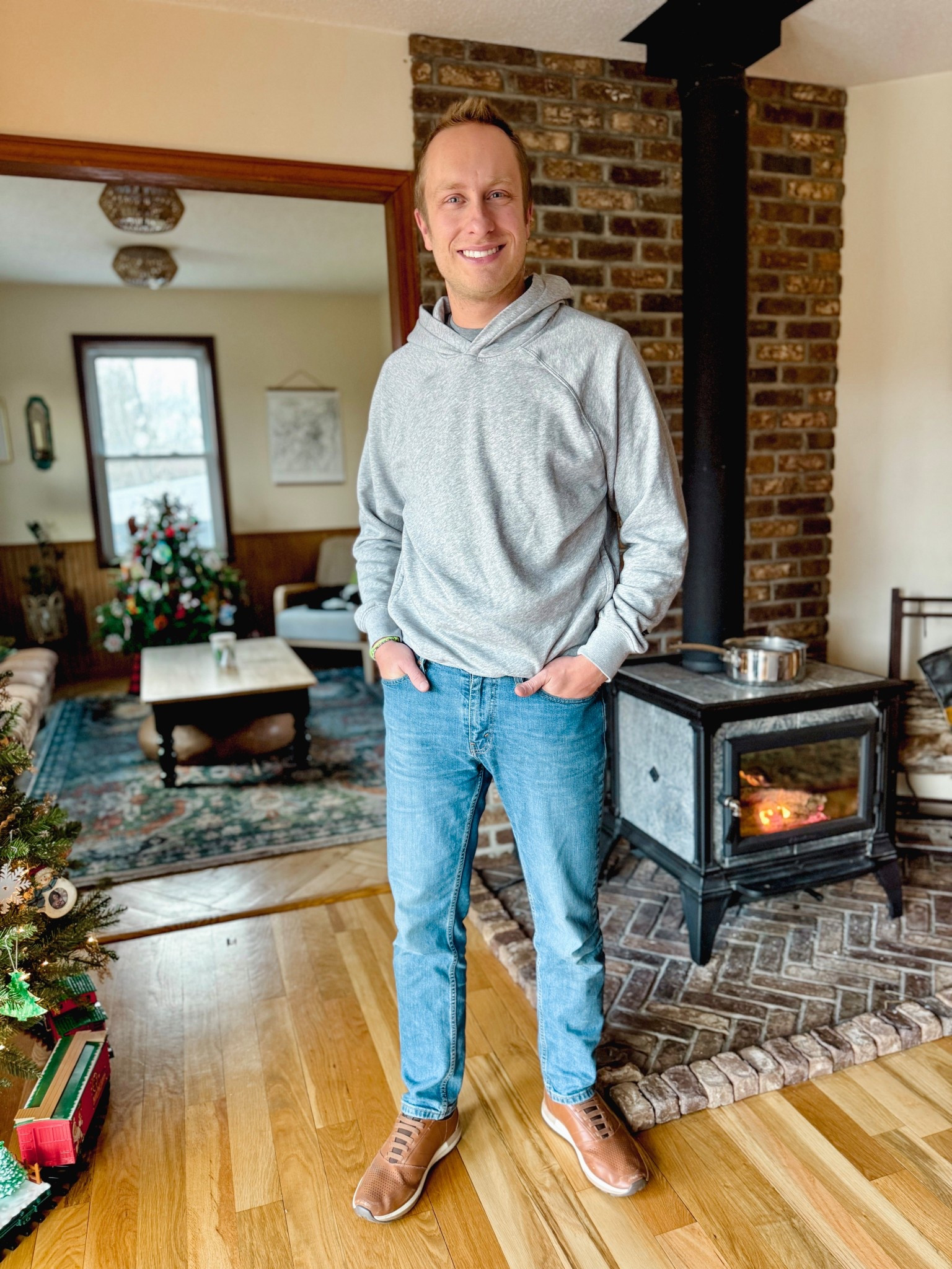 Wearing medium in the hoodie, 32x30 in the jeans and true size in the sneakers 

#LTKSeasonal #LTKMens #LTKSaleAlert