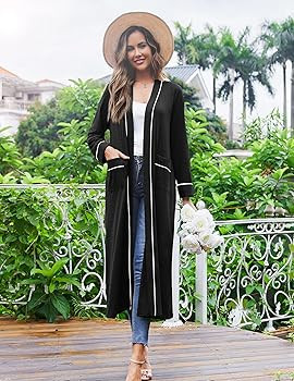 Ekouaer Women Kimono Robes Full Length Knit Bathrobe Lightweight Soft Sleepwear V-neck Casual Lad... | Amazon (US)