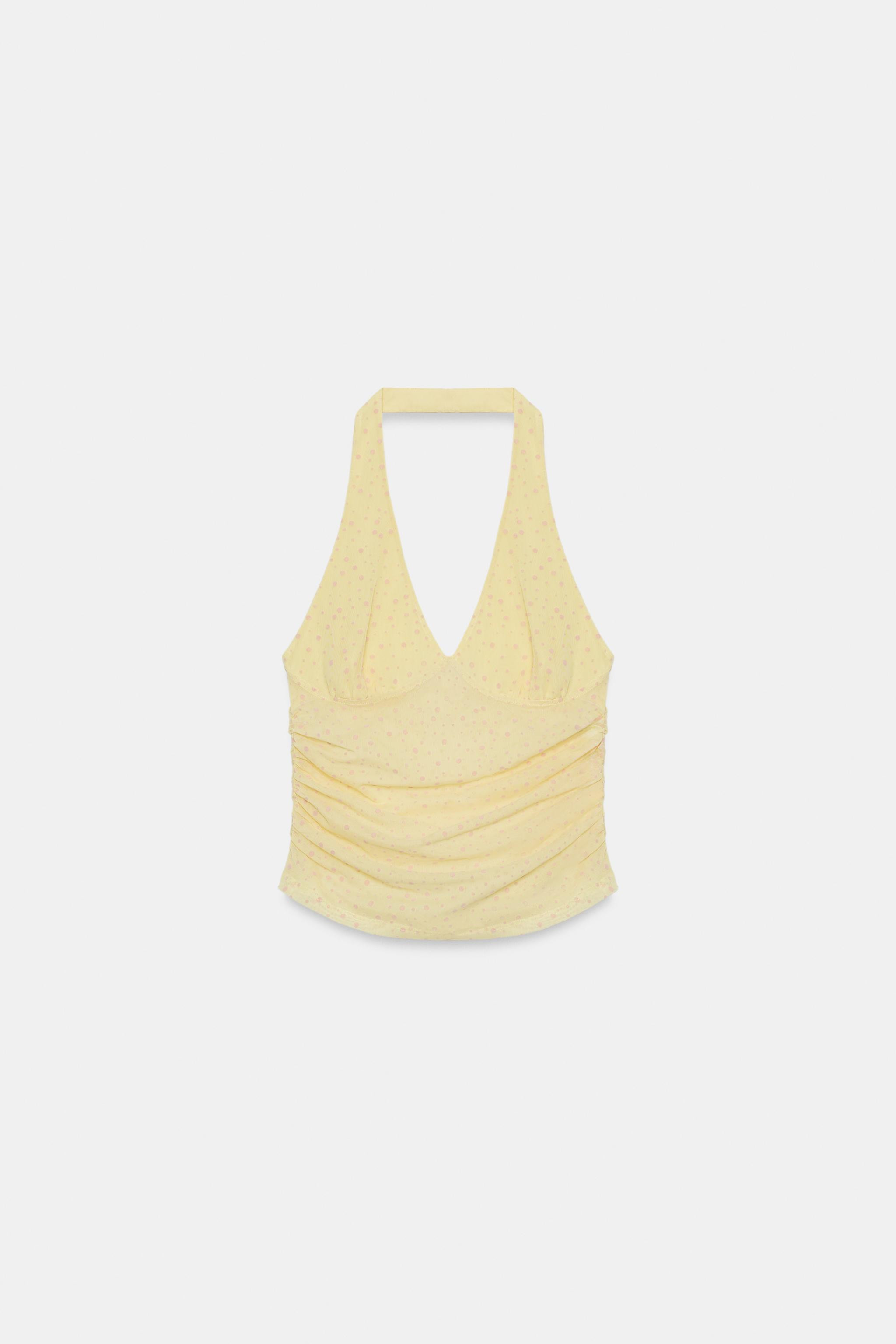 DOTTED MESH HALTER TOP | Zara UK