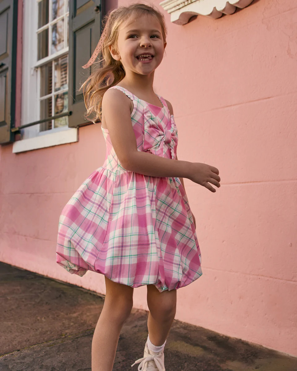 Springtime Plaid Bow Bubble Dress | Little Sleepies