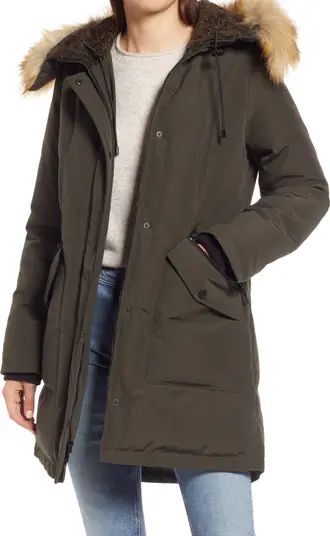 Sam Edelman Hooded Down & Feather Fill Parka with Faux Fur Trim | Nordstrom | Nordstrom