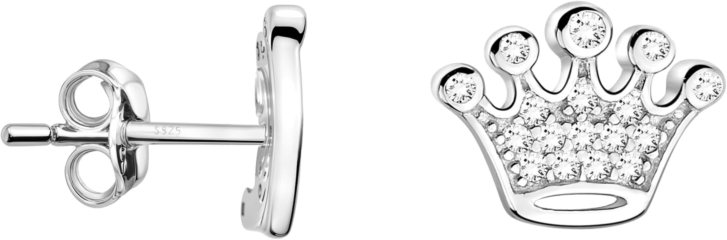 SOFIA MILANI - Solid 925 Sterling Silver Earrings for Women - Crown Stud Earrings - 20237 | Amazon (US)