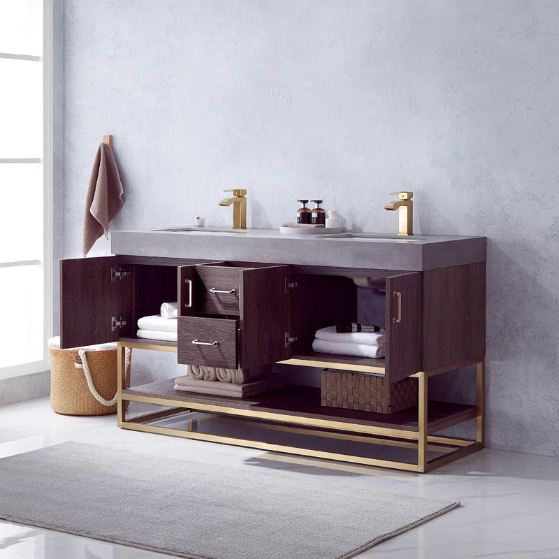 Annice 60'' Double Bathroom Vanity with Stone Top | Wayfair North America
