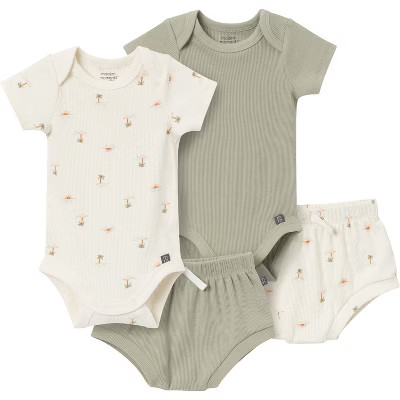 Modern Moments™ by Gerber Baby Neutral 4-Pack Short Sleeve Bodysuit and Shorts Set | Target
