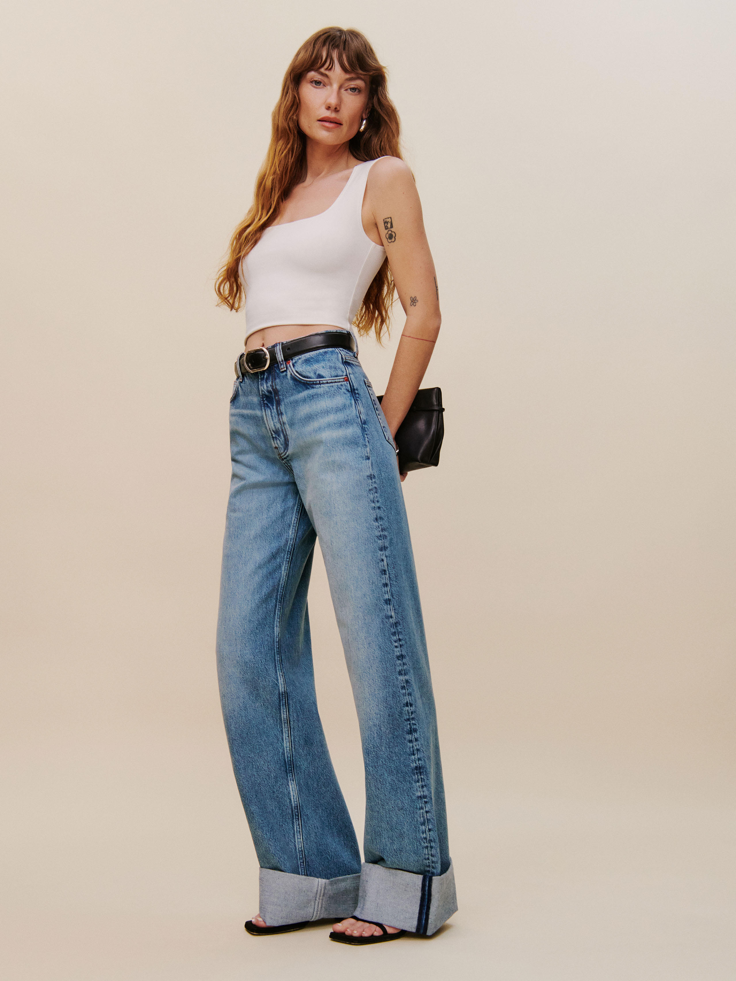 Cary Cuffed High Rise Slouchy Wide Leg Jeans | Reformation (Global)