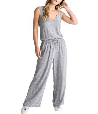 Kali Striped V- Neck Sleeveless Drawstring Waist Jumpsuit | Dillard's