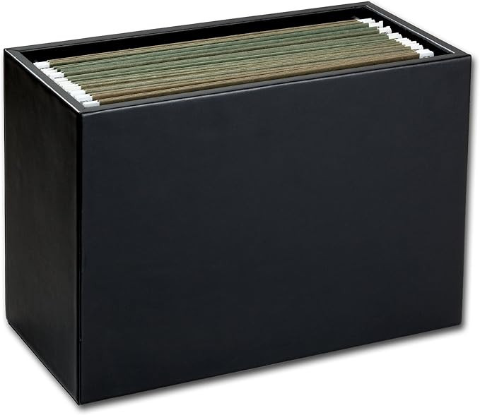 Dacasso Black Leather Hanging File Folder Box | Amazon (US)