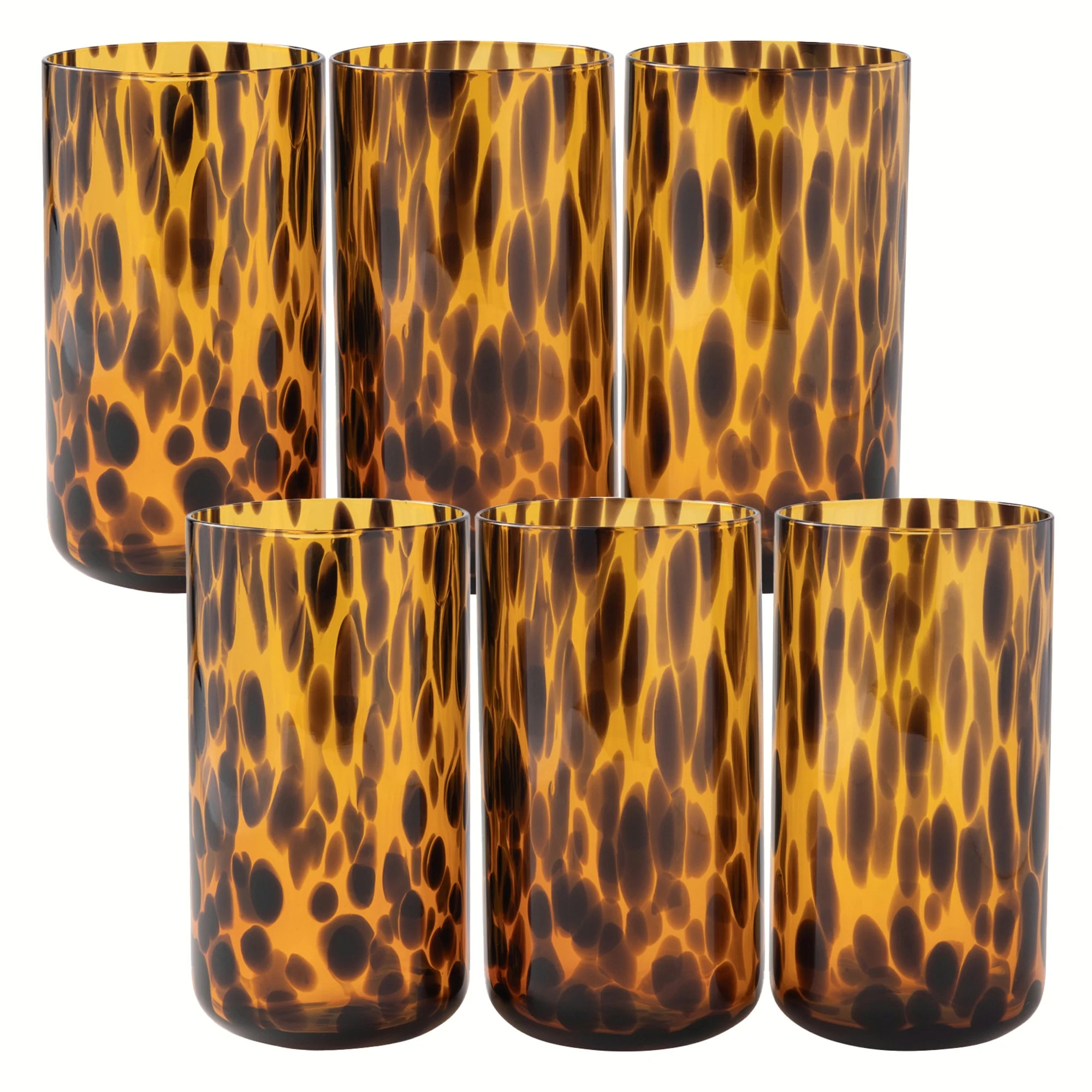 Thyme & Table 20 fl oz Brown Tortoise Glasses, Set of 6 | Walmart (US)