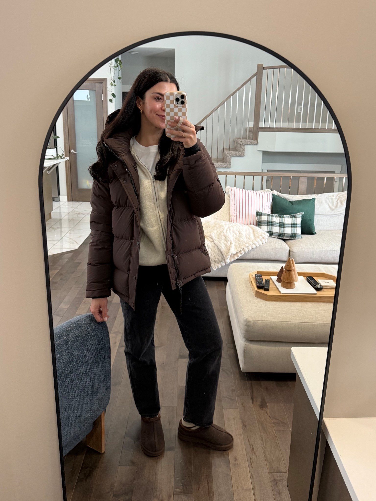 Brown super puff outfit inspo! Wearing size medium in all pieces! Size 27 in denim 

#LTKwinter #LTKsale #LTKcanada