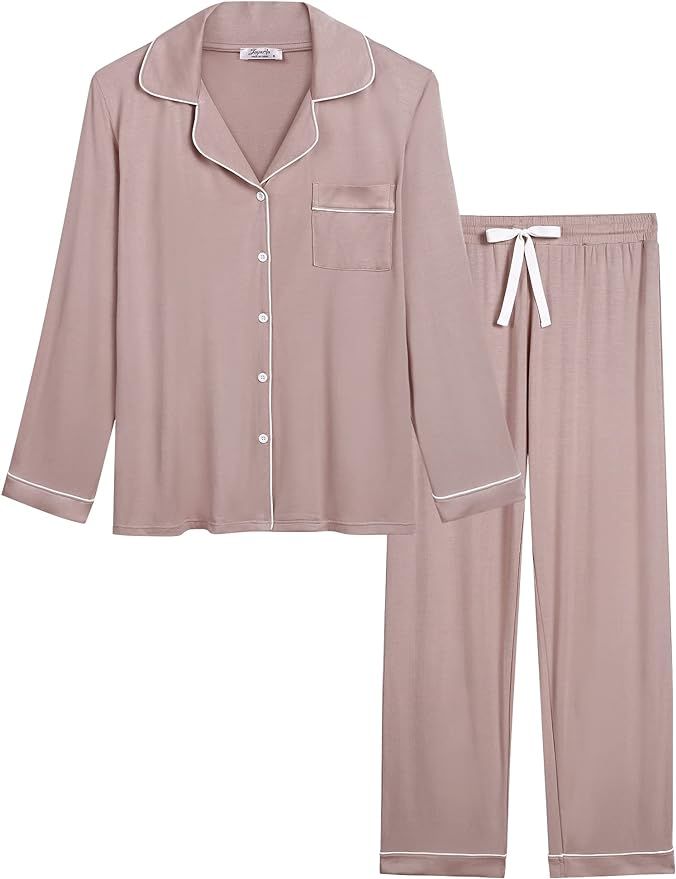 Joyaria Womens Button Down Pajama Sets Long Sleeve Pj Pants Set Sleepwear | Amazon (US)