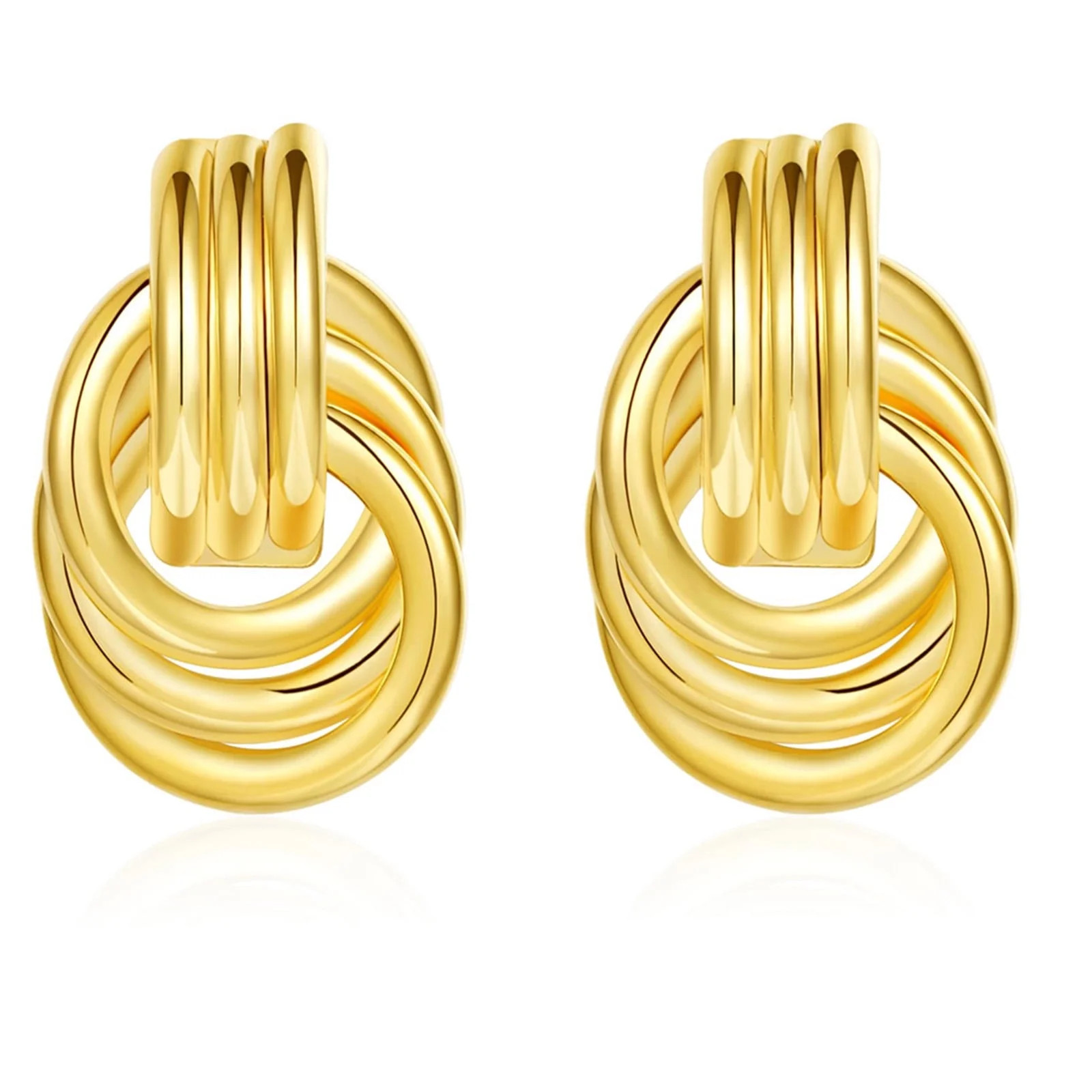 Apsvo Chunky Gold Stud Earrings for Women,Dangle Earrings for Women,Knot Geometric Dainty Round C... | Walmart (US)