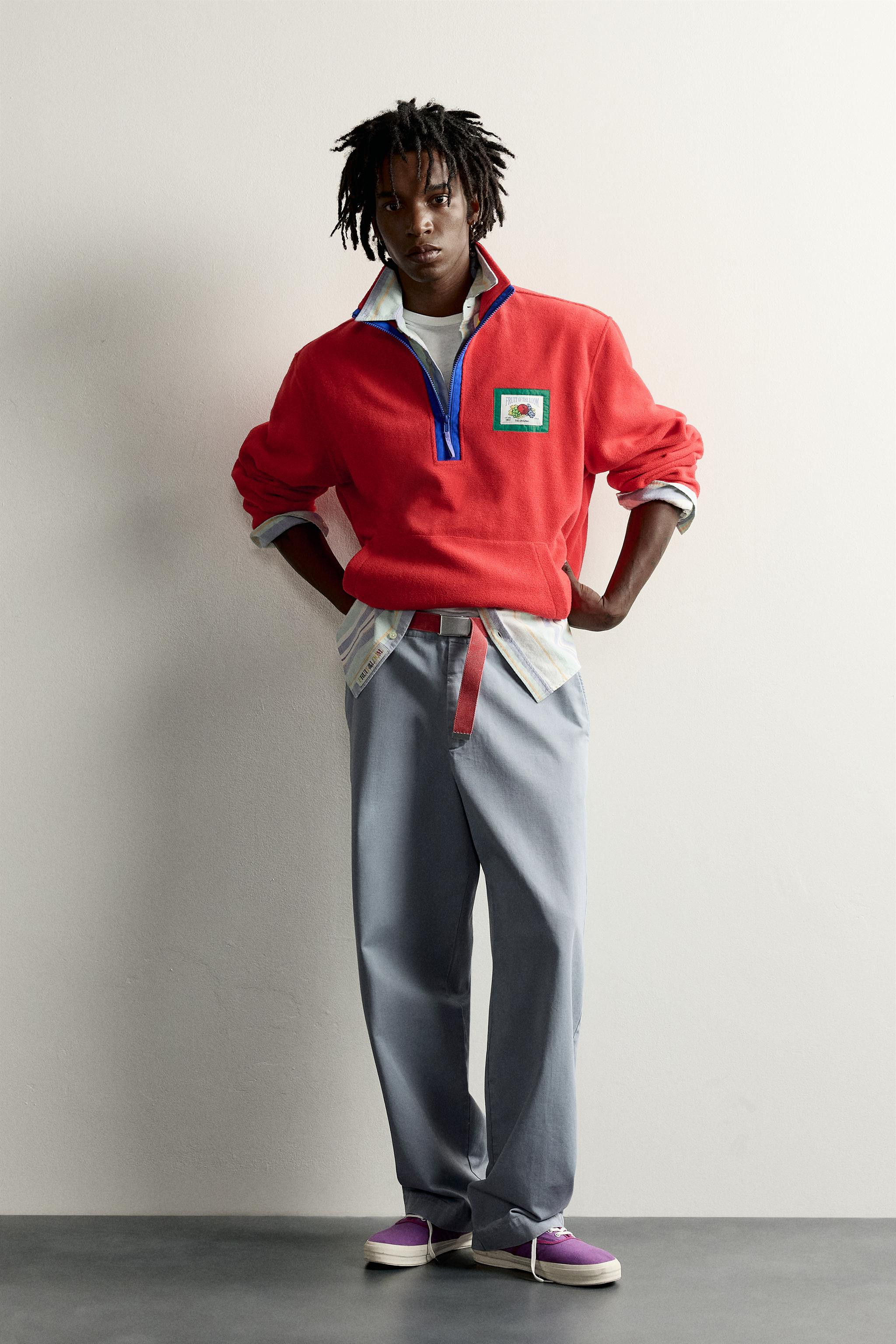 FRUIT OF THE LOOM\u2122 CONTRAST PATCH FLEECE SWEATSHIRT | Zara US