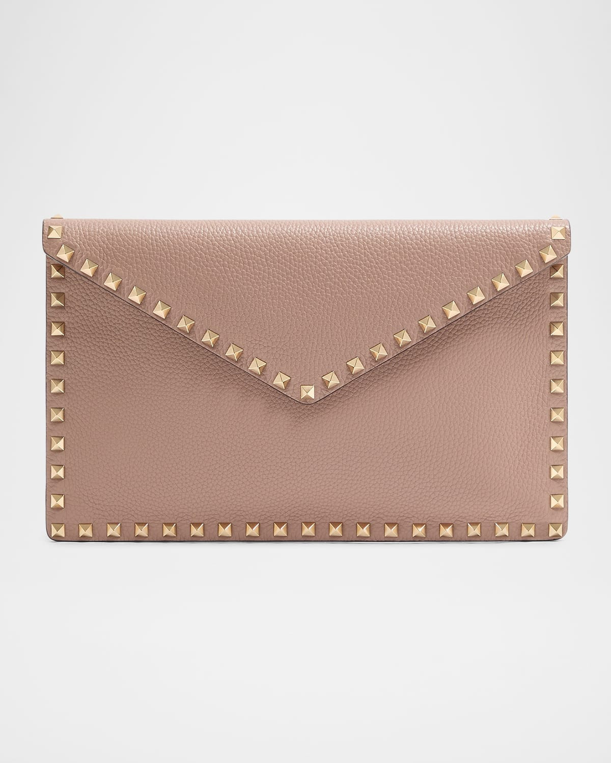 Large Rockstud Leather Flat Pouch Bag | Neiman Marcus
