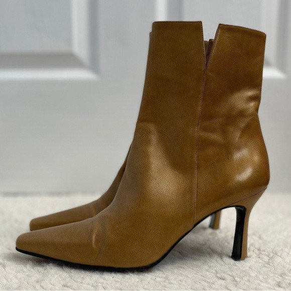 VTG Y2K Stuart Weitzman Leather Boots 7.5 Metallic Gold Pointy Toe Heels RARE | Poshmark