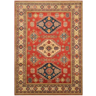 One-of-a-Kind Jevon Hand-Knotted Kazak Red/Brown/Ivory 9' x 12'4" Wool Area Rug | Wayfair North America