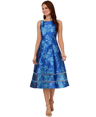 Women's Boat-Neck Metallic Fit & Flare Dress | Macy's