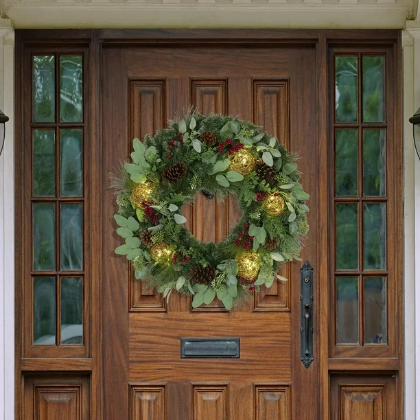 Member's Mark 32" Greenery Wreath with Pre-Lit Spheres | Sam's Club